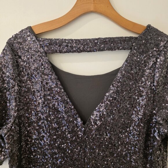 Torrid Dress Womens 00 All Over Sequin Sheath Party Holiday Gray Silver Sz 10 M - Picture 5 of 14